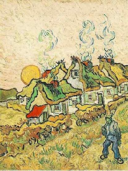 Vincent Van Gogh Thatched Cottages in the Sunshine Spain oil painting art